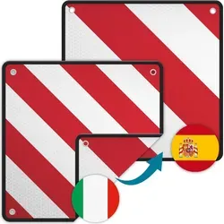 Wiltec 2in1 Warntafel Spanien & Italien aus Aluminium - Sicherheit & Pannenhilfe - Flexibel einsetzbares Warnschild für Spanien und Italien, reflektierend und aus robustem Aluminium für hohe Sichtbarkeit und Langlebigkeit.