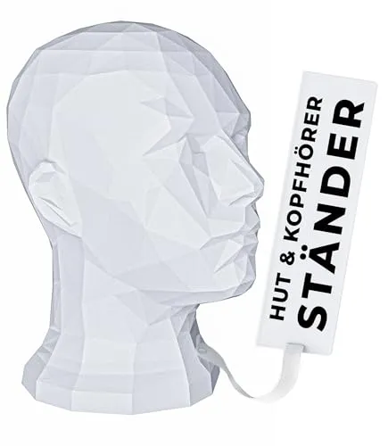 TESTAFIT Mannequin Kopf schaufensterpuppe kopf deko für Helme Mützen Brillen Kopfhörer. kopf für VR-Brille kopfhörer. Dekorativer Aussteller für Schaufenster und Aufbewahrung (Weiß)