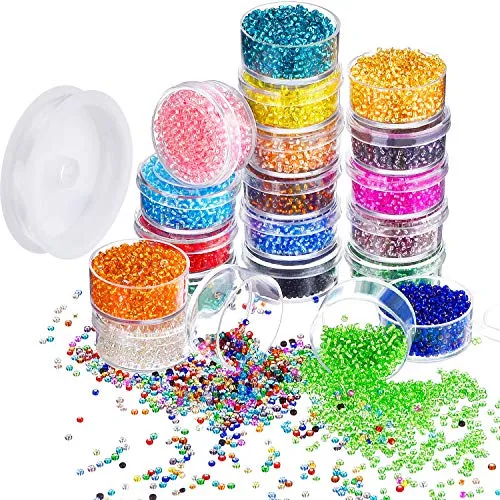 Stücke Glas Rocailles 20 Farben 2 mm Silber Gefüttert Pony Perlen Tiny Spacer Perlen in Container Box mit 18 m Elastischen Crystal String Cord 16000