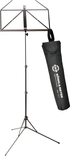 K&M 101 Notenpult Schwarz inkl. Tasche - Praktisches Notenpult für Einsteiger, zweifach ausziehbar und kompakt faltbar für einfache Transportabilität. Ideal für Musiker, die Wert auf Flexibilität legen.