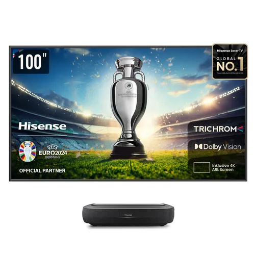 Hisense 100L9HD Ultrakurzdistanz Projektor mit Leinwand, 3000 ANSI Lumen, DLP, UHD 4K (3840x2160), 1000:1, 16:9, 1905 - 2540 mm (75 - 100")