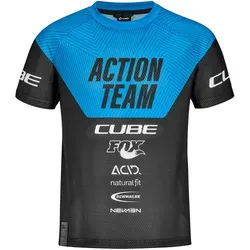 Cube Junior Trikot X Actionteam - kurzarm - black'n'blue - 158/164 - Kurzärmeliges Cube Junior Trikot für aktive Kids in black'n'blue. Mit längerem Rückenteil und praktischer Liftkartentasche. Ideal für sportliche Aktivitäten und komfortabel zu tragen.