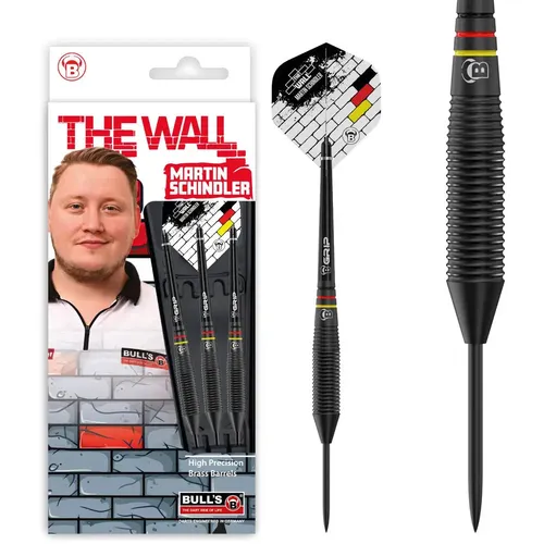 BULL'S M.Schind. Black Brass Steeldart 21g - Steeldart für Einsteiger, hochwertiges black coated Messing, typisch Martin Schindler Design mit Deutschlandflagge. Ideal, um Gewicht und Form kennenzulernen.