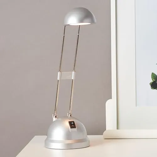 Lightbox LED Schreibtischlampe mit warmweißem Licht & Wipp-Schalter | schwenkbare Tischleuchte in Titan Optik | Kunststoff/Metall | 45 cm Höhe