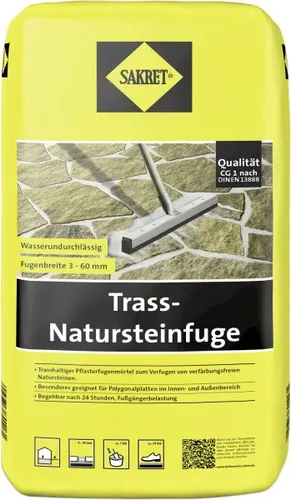 SAKRET Trass-Natursteinfuge 6 - 30 mm grau 5 kg - Fugenmörtel für Naturstein, ideal für flexible Fugen und hohe Witterungsbeständigkeit.