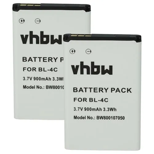 vhbw 2X Akku kompatibel mit Mini Keyboard RT-MWK08 Handy Smartphone Telefon (900 mAh, 3,7 V, Li-Ion)