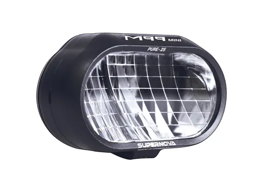 SUPERNOVA E-Bike LED Scheinwerfer M99 Mini Pure-25 schwarz - Fahrradbeleuchtung mit 450 Lumen, bietet optimale Sicht und Sicherheit bei Nachtfahrten, kompakte Bauweise für modernes E-Bike Design.