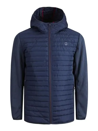 Jack & Jones Steppjacke "Emulti" in Dunkelblau, Größe L - Funktionsjacken für Herren mit Kapuze und Reißverschlusstaschen, ideal für kalte Tage und Outdoor-Aktivitäten.