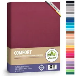 leevitex® Spannbettlaken Topperbezug Premium 170, Gummizug: Rundum-Gummizug, schwer und blickdicht, 100% Baumwolle, für Topper rot 180 - 200 cm x 200 - 220 cm