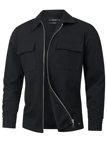 Indicode Herren INNello Zip Shirt Hemdjacke | Modische Übergangsjacke für Männer in Schwarz, XL - Hochwertiges Overshirt aus robustem Twill-Gewebe, ideal für den Alltag. Der praktische Reißverschluss sorgt für einen modernen Look und einfachen Tragekomfort. Perfekt für die Übergangszeit!