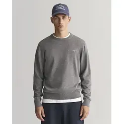 GANT Herren Rundhalspullover "CLASSIC COTTON C-NECK", 5XL, dunkelgrau melange - Premium Herren-Pullover aus 100% Baumwolle, angenehm weich und pflegeleicht. Ideal für den Übergang, mit casual Schnitt und elastischem Bund für optimalen Tragekomfort.