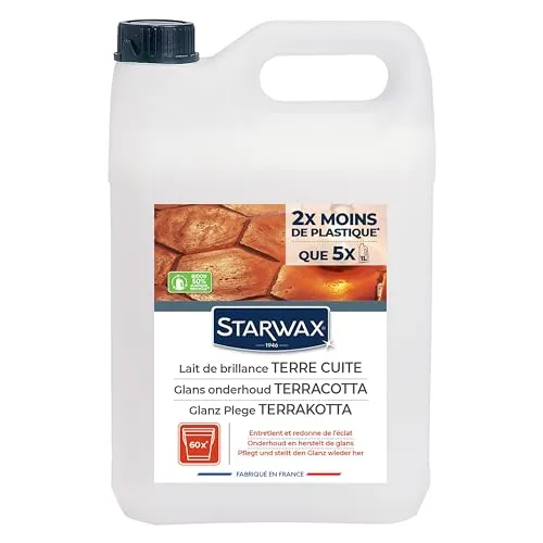 STARWAX - Glanzpflegemilch für Tomette-Fliesen und Terracotta - Schützt und gibt Glanz - Kein Nachspülen - Rutschfest - 5 l - Bis zu 60 Reinigungen