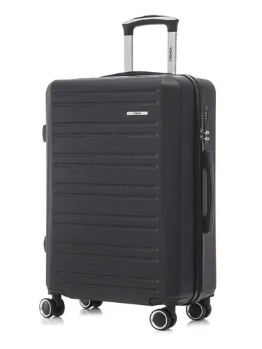 YONSLY Koffer Suitcase - 4-Rollen Handgepäck, Hartschale, Schwarz - Robuster und leichter Reisekoffer mit 360°-Doppelrollen für mühelose Mobilität. Integriertes Sicherheitsschloss für sorgloses Reisen und ergonomischer Gummigriff für hohen Tragekomfort.