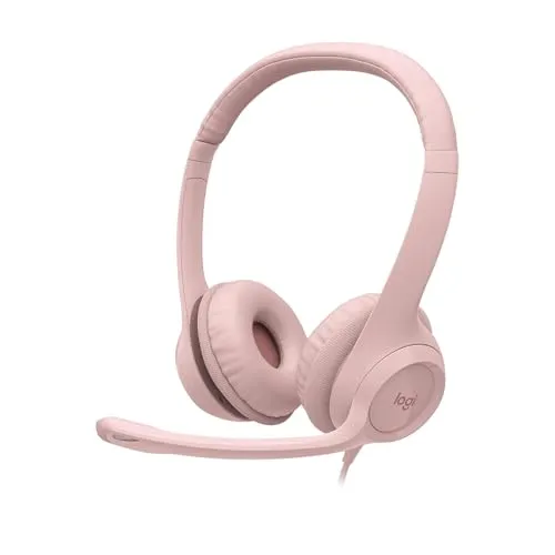 Logitech H390 verkabelter Kopfhörer für PC/Laptop, Stereokopfhörer mit rauschunterdrückendem Mikrofon USB-A, Inline-Steuerungen, für Chromebook geeignet - Rosa