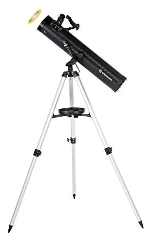Bresser Teleskop Venus 76/700 AZ - Einsteiger Set mit Zubehör - Teleskop für Einsteiger mit 76mm Objektiv und 700mm Brennweite. Ideal zur Beobachtung von Mond & Planeten, inklusive Smartphone-Halterung für direkte Fotoaufnahmen.