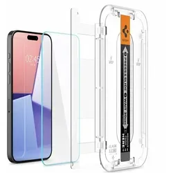 Spigen iPhone 15 Pro Glas.Tr Ez Fit Displayschutzfolie aus gehrtetem Glas, 2er-Pack - Klar - Transparent