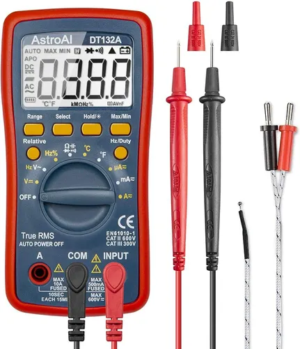 AstroAI Multimeter mit TRMS-Genauigkeit - Multimeter für präzise Temperaturmessung bis 40°C, mit automatischem Bereichsswitch und batteriebetrieben, ideal für Profis und Hobbyisten.