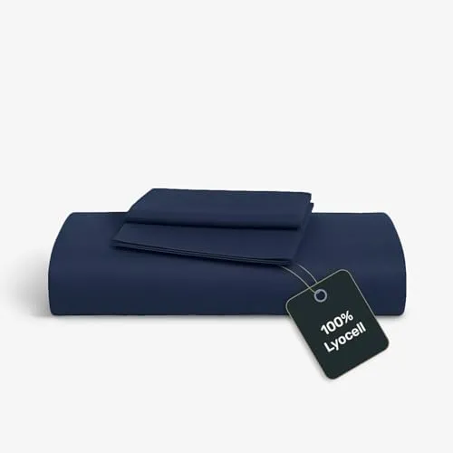 twenty:three Lyocell Bettwäsche Midnight Blue (200x220 + 2x 40x80) - Luxuriöse Bettwäsche aus 100% TENCEL für ein atmungsaktives Schlafklima. Hygienisch und langlebig, ideal für empfindliche Haut – sorgt für erholsame Nächte.
