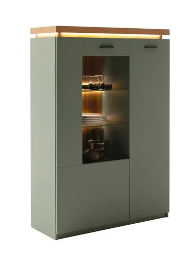 MCA Highboard DESPINA in Salbei – Hochkommode 98x144x38 cm - Elegantes Highboard in Salbeigrün, ideal für stilvolle Aufbewahrung. Mit durchdachtem Design passt es perfekt in jedes Zuhause.