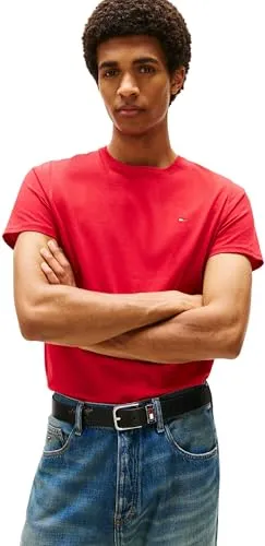 Tommy Jeans Herren T-Shirt Kurzarm Original Slim Fit, Rot (Sapphire Red) XXL - T-Shirts für Herren, aus 100% Bio-Baumwolle für angenehmen Komfort und lässigen Style, ideal für Lounge-Looks oder als Geschenk.