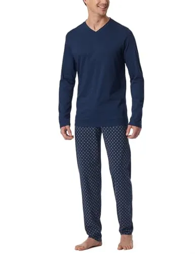 Schiesser Herren Schlafanzug Lang - Nightwear Pyjamaset - Schlafanzüge für Herren, aus weicher Single-Jersey-Qualität mit rundem Halsausschnitt und aufgesetzter Brusttasche, auch in besonderen Größen erhältlich.