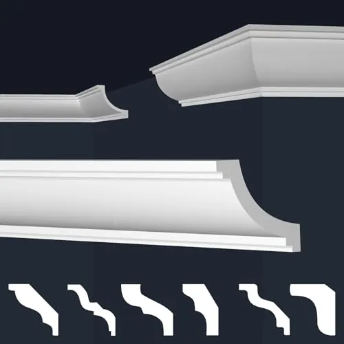 MARBET DESIGN Stuckleisten XPS Styropor weiß - Deckenleisten Deckenabschlussleisten E-Leisten - (Musterstück E-36)