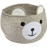 HMF 39021-30CM-29 Aufbewahrungskorb Versteckten Griffen Korb Kinderzimmer Baumwolle Bär 30 x 24 cm Hellbraun