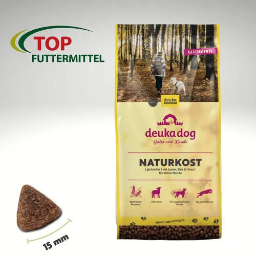 Deuka Dog Naturkost 15 kg Lamm & Reis Hundefutter - Hundefutter für aktive Hunde, weizenfrei und ideal für empfindliche Tiere. Mit hochwertigem Lammfleisch und glutenfreiem Reis, unterstützt Haut und Fell.