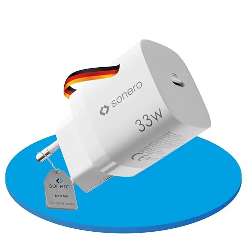 sonero USB C Ladegerät, Ladestecker Adapter, Netzteil 33 Watt Schnellladegerät kompatibel mit Apple iPhone 15, Samsung, Tablet, Laptop UVM, GaN PD Charger, Weiß