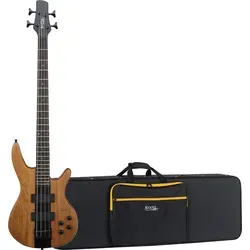 Rocktile Pro LB104-N LowBone E-Bass Set - E-Bass Set mit 4-Saiter, Linde-Korpus, durchgehendem Ahornhals und 2 Humbucker Tonabnehmern. Inklusive schockabsorbierendem Softcase für optimalen Schutz und Transport.