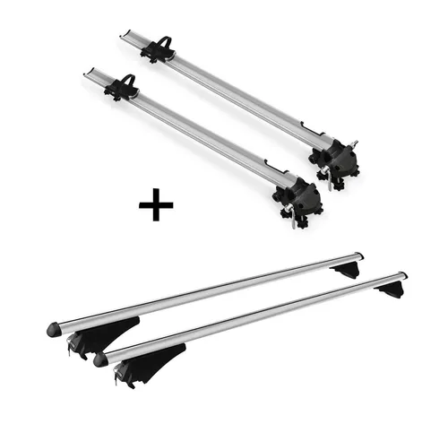 2x Fahrradträger Bike Pro + Relingträger Tiger XL kompatibel mit für Mitsubishi Outlander PHEV ab 14