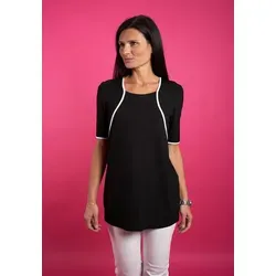 T-Shirt SEIDEL MODEN "Exklusiv bei OTTO" Damen Gr. 46 schwarz - Hochwertiges Damen-T-Shirt in 2in1 Optik, mit kontrastfarbigen Details und Po-bedeckendem Schnitt. Ideal für einen lässigen Look, gefertigt aus elastischem Jersey und MADE IN GERMANY.