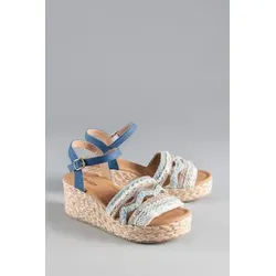 Aniston SHOES Keilsandalette Sandale, Sommerschuh, Pailletten, mit Bastbesatz blau 38 EU