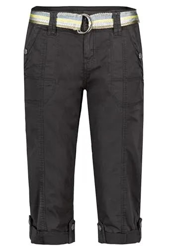 FRESH MADE Damen Capri-Hose 3/4-Shorts mit Metallic Gürtel - Wanderhosen für Damen mit glänzendem Gürtel, aus Baumwolle mit Stretch für optimalen Komfort und Bewegungsfreiheit, ideal für entspannte Sommerlooks.
