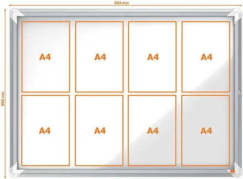 Nobo 1902579 Premium Plus Schaukasten 8 x A4 - Wetterfester, abschließbarer Schaukasten mit ESG-Sicherheitsglas für den Außenbereich. Ideal zur Präsentation von Dokumenten, inklusive 10 Jahre Garantie.