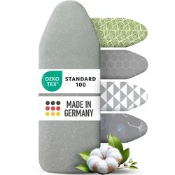 Arteneur Bügelbrettbezug - Made in Germany - Bügelbrettbezug in 5 Größen, hitzereflektierend und OEKO-TEX® zertifiziert für optimale Bügelergebnisse. Ideal für alle Bügeltische, grau/silberfarben, 50 cm x 150 cm.