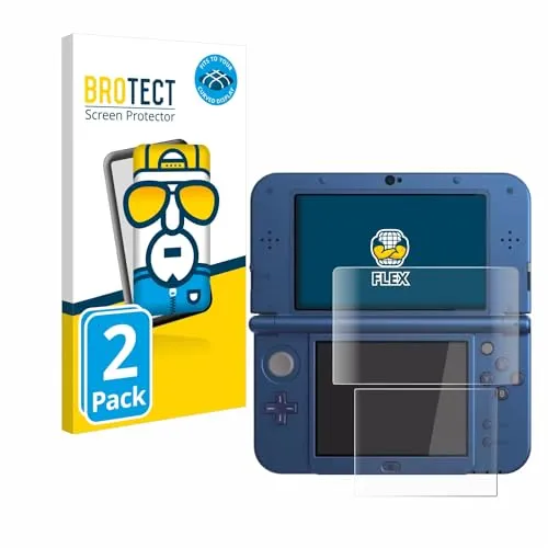 BROTECT 2 Stück Full-Cover Schutzfolie für Nintendo New 3DS XL Full-Screen Displayschutz-Folie [3D Curved, Anti-Fingerprint, Kristall-Klar]