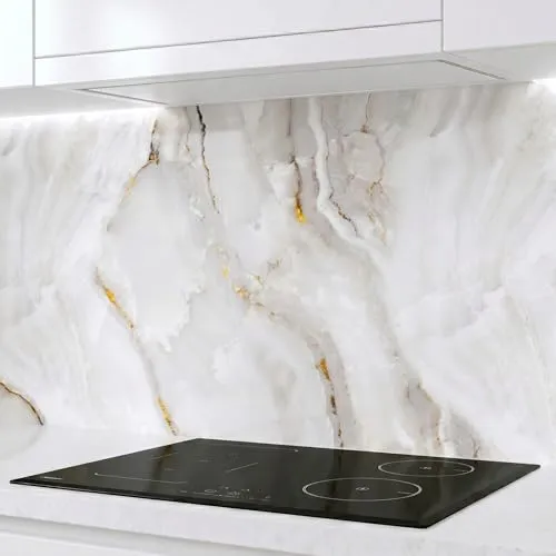 Rodnik Küchenrückwand Marmor Gold - DELUXE Qualität - Küchenrückwand aus pflegeleichtem ABS-Kunststoff, direkt bedruckt und UV-beständig, perfekt für stilvolle Küchen und zur Überdeckung von Fugen.