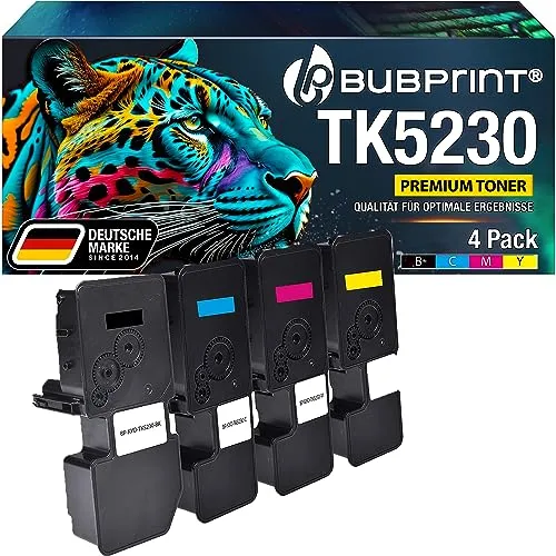 Bubprint TK-5230 4 Toner kompatibel als Ersatz für Kyocera TK 5230 TK5230 Tonerkartusche für Kyocera ECOSYS M5521cdw Toner M5521cdn P5021cdw P5021cdn P5021 TK 5230 Schwarz Cyan Magenta Gelb Multipack