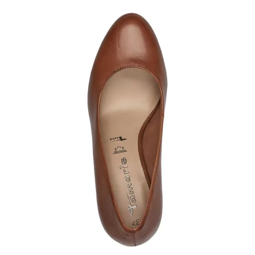 Tamaris Damen Klassische Pumps mit TOUCHit-Fußbett - Damen-Pumps mit bequemen TOUCHit-Fußbett, ideal für Büro und Abendveranstaltungen. Elegantes Design in Cognac und 7 cm Trichterabsatz für stilvolle Auftritte.