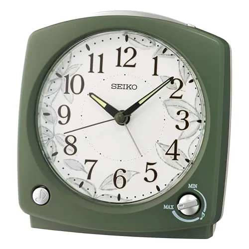 Seiko Clocks Wecker QHP012M - Spieluhren mit leisen Sekundenzeigern und wählbarem Alarm (Vogelgesang/Melodien/Beep), ideal für entspannte Nächte und sanftes Aufwachen.