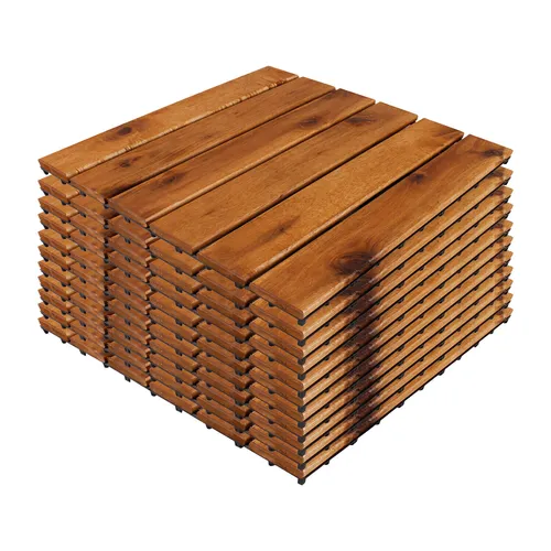 Holzfliesen Akazie FSC®-zertifiziert 30x30cm - Holzfliesen in quadratischer Form, aus nachhaltiger Akazie, ideal für kreative Bodengestaltung und einfach im Stecksystem verlegbar.