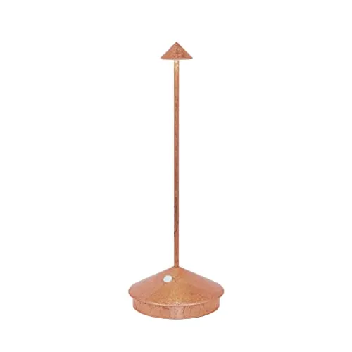 Zafferano Pina Pro Lampe mit Kupferfarbenem Blatt - Elegante Tischlampe mit Touch Control, dimmbar und kabellos. Ideal für stilvolle Innenräume, bietet eine Akkulaufzeit von 12 Stunden und ein einzigartiges Kupferblatt-Design.