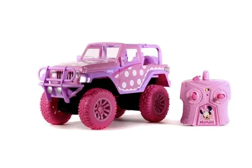 JADA Modellauto Minnie Mouse Jeep Wrangler 1:16 - RC-Modellauto für Kinder ab 6 Jahren, detailgetreues Design und ferngesteuerte Fahrfunktion für jede Menge Spielspaß.