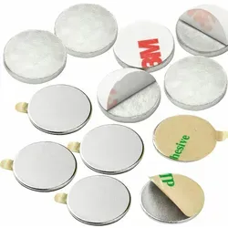 Vasalat - Scheibenmagnet Flach, Magnete Mit Metallscheiben Selbstklebend, Rundmagnet Ø 15mm, Neodym Vernickelt 12-teilig