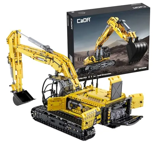 CaDA Bagger C61082W - Bauspielzeugset, kreatives Bauvergnügen für kleine Bauingenieure