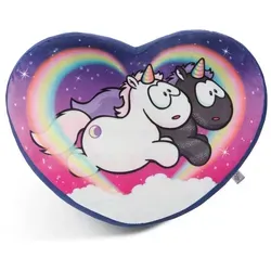 Nici 48638 Herz-Kissen Einhörner Star Bringer Moon Keeper 40x28 - Kuscheliges Plüschkissen mit zauberhaftem Design, ideal für Einhorn-Fans und traumhafte Nächte