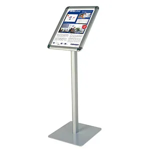 FRANKEN Infoständer silber DIN A4 - Diverse F, ideal für die repräsentative Präsentation von Kundeninformationen im Innenbereich, robustes Aluminium und praktische Handhabung im Hochformat.