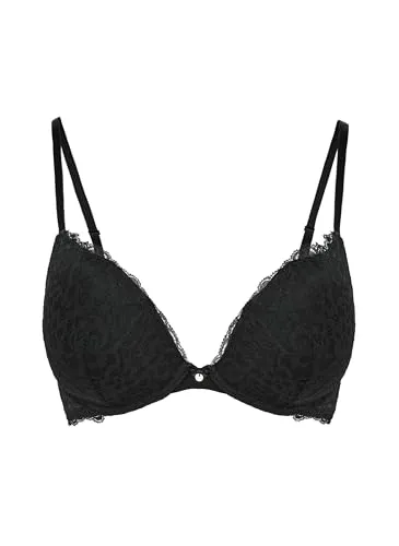 Hunkemöller Vorgeformter Push-up-Bügel-BH Marine - Caviar - 75B - Eleganter Push-up-Bügel-BH aus Spitze mit verführerischem Design und kleiner Schleife. Perfekt für einen sexy Look. Kombiniere ihn mit dem passenden Slip für ein komplettes Ensemble.