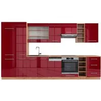 Vicco Küchenzeile Fame-Line, Bordeaux Hochglanz - Küchenzeilen mit individuellen Konfigurationsmöglichkeiten, hochwertige MDF-Fronten und Soft-Close-Scharniere für leises Schließen und optimalen Stauraum.